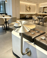 Table Ronde Murale Robuste et Compacte en Acier Inoxydable, Idéale pour Bistro, Café ou Bar Commercial, Design Floral Original