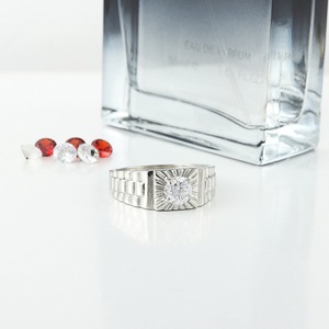 yunnique Fashion <b>Rings</b> Silver Stainless Steel Diamond Prong Setting Unisex Valentine's Day Jewelry Geometric Design FY21095 - Product Image 3
