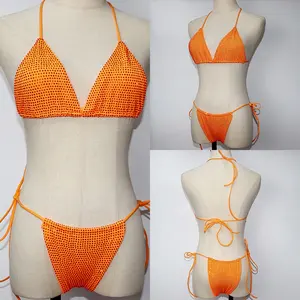 S573 Hot Rhinestone bãi biển mặc mới màu áo tắm vải đồ bơi pha lê Bikini