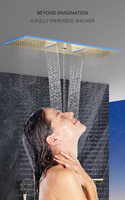 S1023 ensemble de douche de plafond de luxe monté ensemble de robinet de douche thermostatique à effet pluie ensemble de douche dissimulé de haute qualité lumière LED