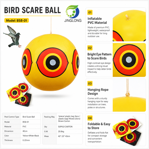 Bola Espantapájaros de PVC Ecológica Amarilla, Blanca y Negra para Exteriores, Control de Animales, Repelente de Aves, Globo Disuasorio para Palomas y Cuervos en Granjas - Product Image 2