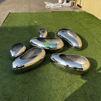 OEM ODM Sculpture abstraite moderne de pierres d'acier inoxydable de caillou de métier en métal de jardin extérieur