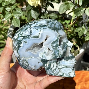 Calaveras de Cristal Talladas de Ágata Musgosa Natural al por Mayor para Decoración del Hogar y Regalos - Product Image 5