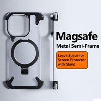 Coque de téléphone portable antichoc à cadre en métal avec support de téléphone pour iPhone 15promax 15pro 15plus 15 14promax Charge magnétique Frost