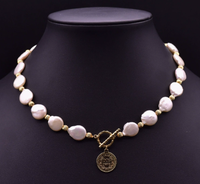 Collar de Perlas Naturales de Agua Dulce CYNYA, Ajustable, Estilo Lariat, Chapado en Oro de 18k, Vintage, para Mujer