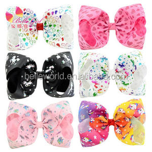 BELLEWORLD <span class=keywords><strong>JOJO</strong></span> กิ๊บติดผมสำหรับเด็ก,ที่หนีบผมลายยูนิคอร์นสีสันสดใสงานแฮนด์เมดขนาด8นิ้ว - Product Image 1