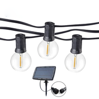 Guirlande lumineuse solaire à LED blanc chaud, ampoules G40, décoration lumineuse à LED pour cour extérieure