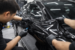 Цветная черная пленка TPU с эффектом изменения цвета, глянцевая, под черное пианино, для оклейки авто, 7.5mil, самовосстанавливающаяся, с защитой от царапин, для мокрой и сухой установки - Product Image 2