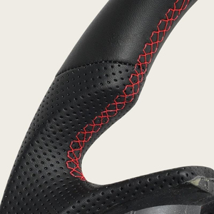 Volant de course 4 branches en acajou et cuir noir avec surpiqûres rouges, modèle d'entrée de gamme de luxe pour Chevrolet Corvette C6 - Product Image 5
