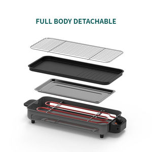 Grille électrique multifonction <span class=keywords><strong>sans</strong></span> <span class=keywords><strong>fumée</strong></span>, revêtement antiadhésif PTFE, grilles de barbecue, grille électrique de table pour usage domestique et automobile - Product Image 4