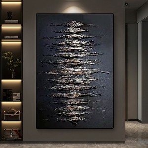 Pintura al Óleo Pintada a Mano, Textura Abstracta de Luz Estelar, Marco Metálico, Decoración Moderna para Pared de Sala de Estar o Sofá - Product Image 1