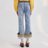 Nouveau jean en denim de luxe à volants pour filles, tendance et adapté à toutes les saisons, pantalon mignon pour filles
