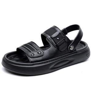 Sandalias de Cuero para Hombre, Punta Abierta, Suela Gruesa, Moda Verano, Suela de Goma, Entresuela de EVA, Forro Textil - Product Image 5