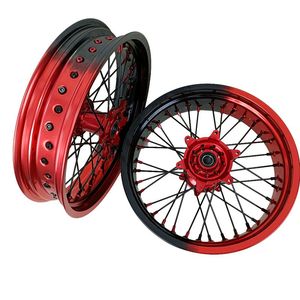 Ensemble de roues Supermoto 17x3.5 17x5.0, jantes noires et rouges, moyeu rouge, complet pour KTM EXC SXF Husqvarna TE TC 2003-2024, moto tout-terrain, <span class=keywords><strong>motocross</strong></span> - Product Image 1