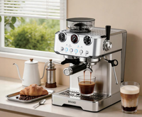 Machine à expresso avec moulin intégré, machine à café pour usage domestique et professionnel, pour la maison et le bureau