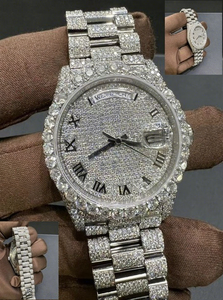 Reloj de Lujo para Hombre con Diamantes de Moissanita, Acero Inoxidable, Corte Redondo, Estilo Hip Hop, Resistente al Agua 10 Bar, Regalo de Aniversario - Product Image 1