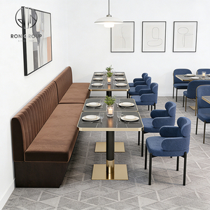Ensemble de mobilier moderne de luxe en pierre frittée carrée et velours pour hôtel, café et restaurant : banquette, <span class=keywords><strong>table</strong></span> et chaises - Product Image 5