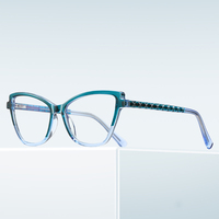 Monture de lunettes optiques Partagas TR90 œil de chat avec charnières à ressort et branches à fixation par broche, anti-lumière bleue, pour femmes
