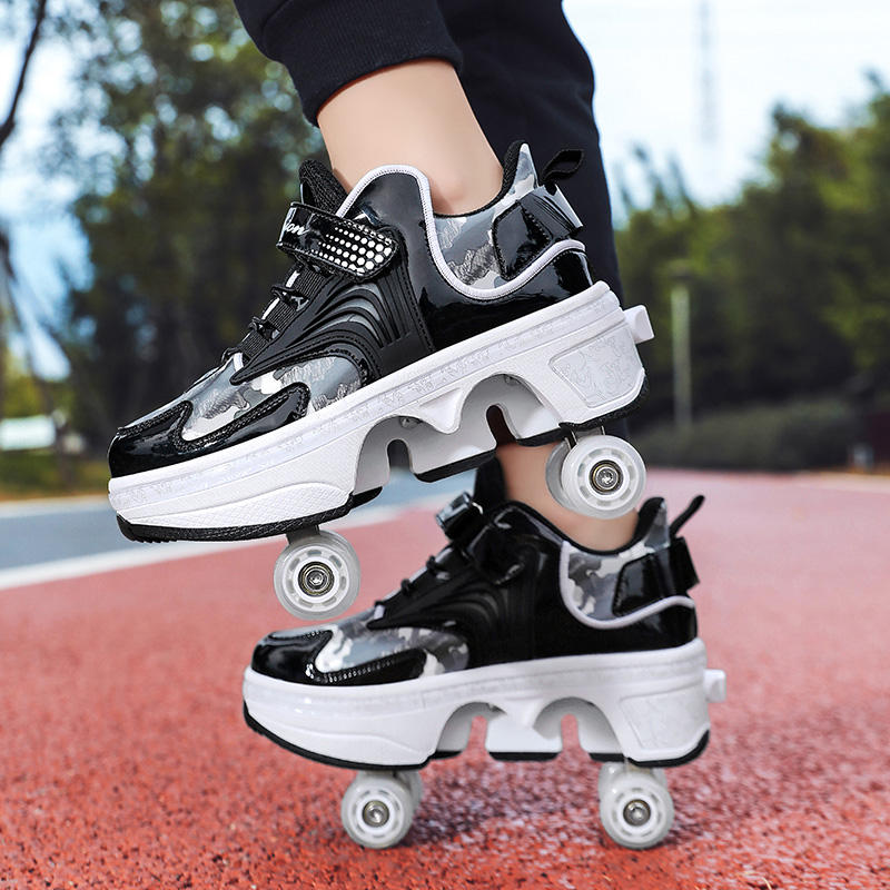 Retractable 2-in-1 Roller Skate Shoes for Adults Kids