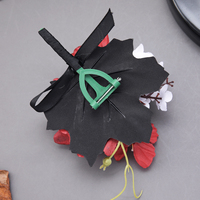 Boutonniere Pernikahan Buatan Tangan Grosir, Bros Bunga Artifisial Merah Hitam, Corsage, Pin Kerah Jas Pengantin Pria & Pendamping Pria, Dekorasi Pesta