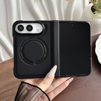 Casing Ponsel Kulit PU Magnetik Nirkabel untuk iPhone Duo, Pelindung Keras Anti-jatuh 4 Sudut untuk iPhone Duo