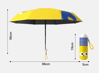 Parapluie de poche portable personnalisé en usine, 8 baleines, 5 plis, en vinyle anti-UV, avec motif de dessin animé mignon et sangle en silicone, pour femmes, filles, garçons, enfants, cadeau de voyage