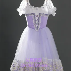 Yeni tasarım degrade çocuk kız çocuk ön-profesyonel performans giyim açık mor bale Tutu elbise