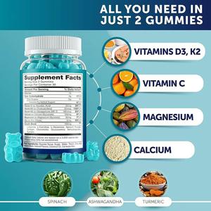 Caramelle Gommose per la Crescita in Altezza con Calcio e <span class=keywords><strong>Vitamina</strong></span> <span class=keywords><strong>D3</strong></span>, 60 Pezzi, Vitamine OEM per Adulti, K2, Caramelle Gommose per la Crescita dei Bambini - Product Image 3