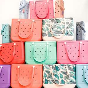 2026 En gros Sacs à main d'épaule et pochettes de plage surdimensionnés personnalisés d'été tropicaux en mousse EVA, caoutchouc, maille et silicone, grande capacité, ouverts - Product Image 1