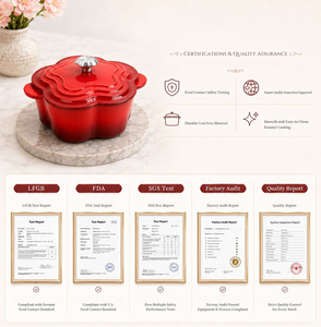 Encantadora Olla Holandesa de Hierro Fundido Esmaltado con Forma de Flor Estilo Cottagecore - Olla para Guisos en Tono Pastel Lavanda para Decoración de Cocina Rústica - Product Image 5