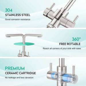 Low Pressure Reverse Osmosis Water 304 Stainless Steel Germany Market Filter 3 Way Kitchen Faucet - Product Image 2