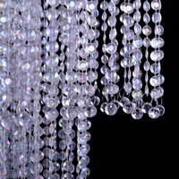 Décoration d'événement brillant clair quatre couches perle long lustre carré décor de mariage forme de lampe de mariage