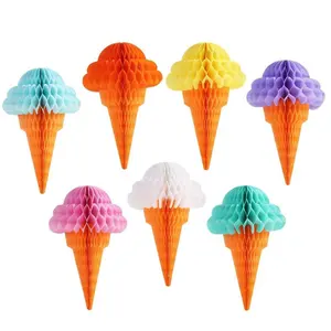 12" 20" Ice Cream Shape Tissue Paper Honeycomb Lantern Ball Hawaii Decorations