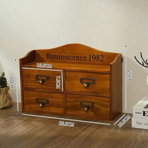 Desktop <b>Drawer</b> <b>Storage</b> <b>Box</b> Solid Wood 4-<b>Drawer</b> Organizer For Office Desk Study Room Tidy With Multiple Compartments - Product Image 4