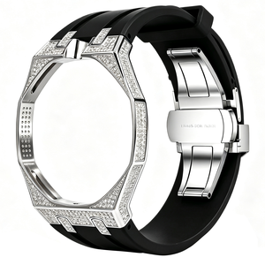 Boîtier en acier inoxydable avec diamants, <span class=keywords><strong>bracelet</strong></span> en silicone pour <span class=keywords><strong>Swatch</strong></span> Royal Pop, <span class=keywords><strong>bracelet</strong></span> pour <span class=keywords><strong>Swatch</strong></span> AP Royal Pop, <span class=keywords><strong>bracelet</strong></span> pour AP <span class=keywords><strong>Swatch</strong></span> - Product Image 1