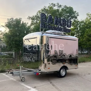 Chariot de vente ambulant pour hot-dogs, petit chariot de rue pour barbecue, chariot de nourriture mobile rapide en acier inoxydable personnalisé - Product Image 3
