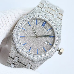 Reloj automático de lujo para hombre, hecho a mano, con incrustaciones de diamantes cultivados en laboratorio, reloj mecánico personalizado de alta gama. - Product Image 3