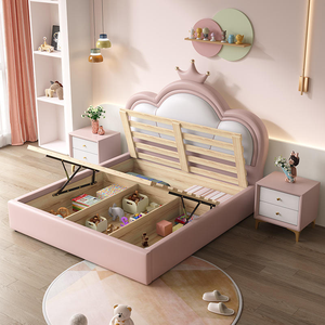 Cama <span class=keywords><strong>Infantil</strong></span> Tipo Mezzanine, Cama Doble para Niños, Cama Litera de Madera Maciza de Dos Pisos, Cama <span class=keywords><strong>Infantil</strong></span> Tipo Princesa - Product Image 3