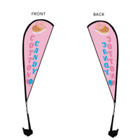 Drapeau de plage en polyester personnalisé 20x78cm, forme goutte d'eau, pour affichage publicitaire automobile