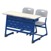 Ensemble de mobilier scolaire en gros de haute qualité, confortable, durable, moderne, en métal et bois, bureaux doubles et chaises pour étudiants