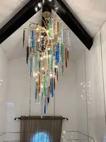 Французская королевская Подвесная лампа для вестибюля отеля, роскошная декоративная хрустальная люстра в виде цветного стеклянного стержня, полностью из меди
