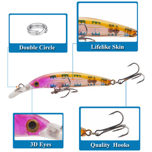 Señuelo de pesca XY-36 Minnow de 7cm y 3.6g con sonajeros y anzuelo de tres puntas para la pesca de lubina - Product Image 2