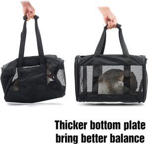 Transportín de viaje para mascotas, bolsa portátil de lado suave para gatos, perros pequeños, gatitos o cachorros, 17 lbs <span class=keywords><strong>Max</strong></span>, plegable, duradero, aprobado por la aerolínea - Product Image 6