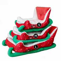 Lit pour chien Novayapetix de Noël, forme de traîneau du Père Noël, en peluche, doux, confortable, amovible, lavable, pour usage intérieur