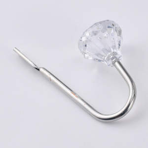 Stainless Steel Wall <b>Hook</b> <b>With</b> Acrylic Crystal Head For Closet Bathroom Door Storage Rack Silver Round Shape Durable Design - Product Image 1