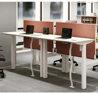 Bureau debout électrique Bureau double assis-debout Poste de travail réglable en hauteur pour 2 personnes ouvertes en face à face avec panneau de confidentialité