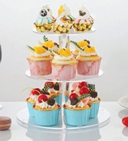 Présentoir à gâteaux en acrylique multi-niveaux, support alimentaire ignifuge, étanche, durable, résistant à l'humidité, haute transparence, pour mariage et anniversaire