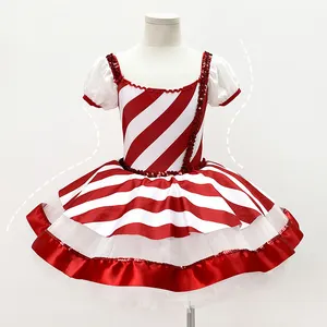 P0018 Hoge Kwaliteit Ballet Tutu Meisjes Candybar Party Wear Kind Schattige Rode En Witte Performance Dancewear