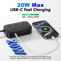 Multiprise USB-C 8-en-1 20W 65W avec 3 prises CA, 3 USB-C et 2 USB-A à charge rapide, rallonge pour bureau, maison, voyage