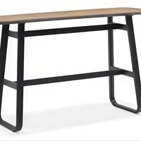 Table à manger haute moderne gris anthracite 203*60*110 cm avec plateau en plastique imitation bois durable, résistant aux UV et imperméable pour hôtel, parc, cour